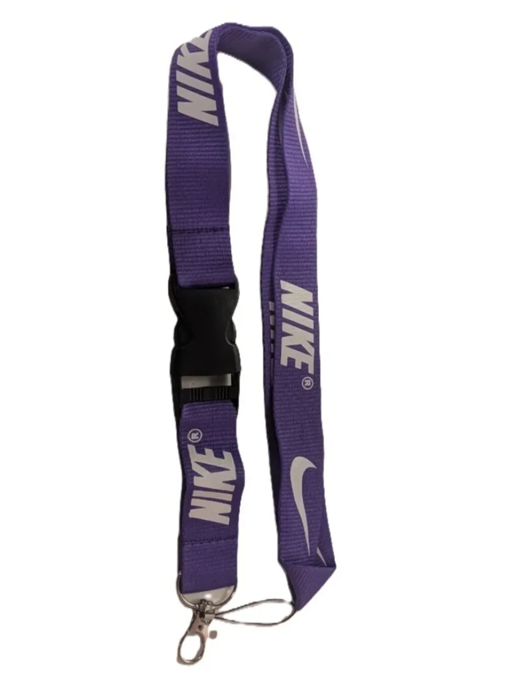 Nike Purple White Lanyard Keychain ID Badge Holder Quick Release Clip